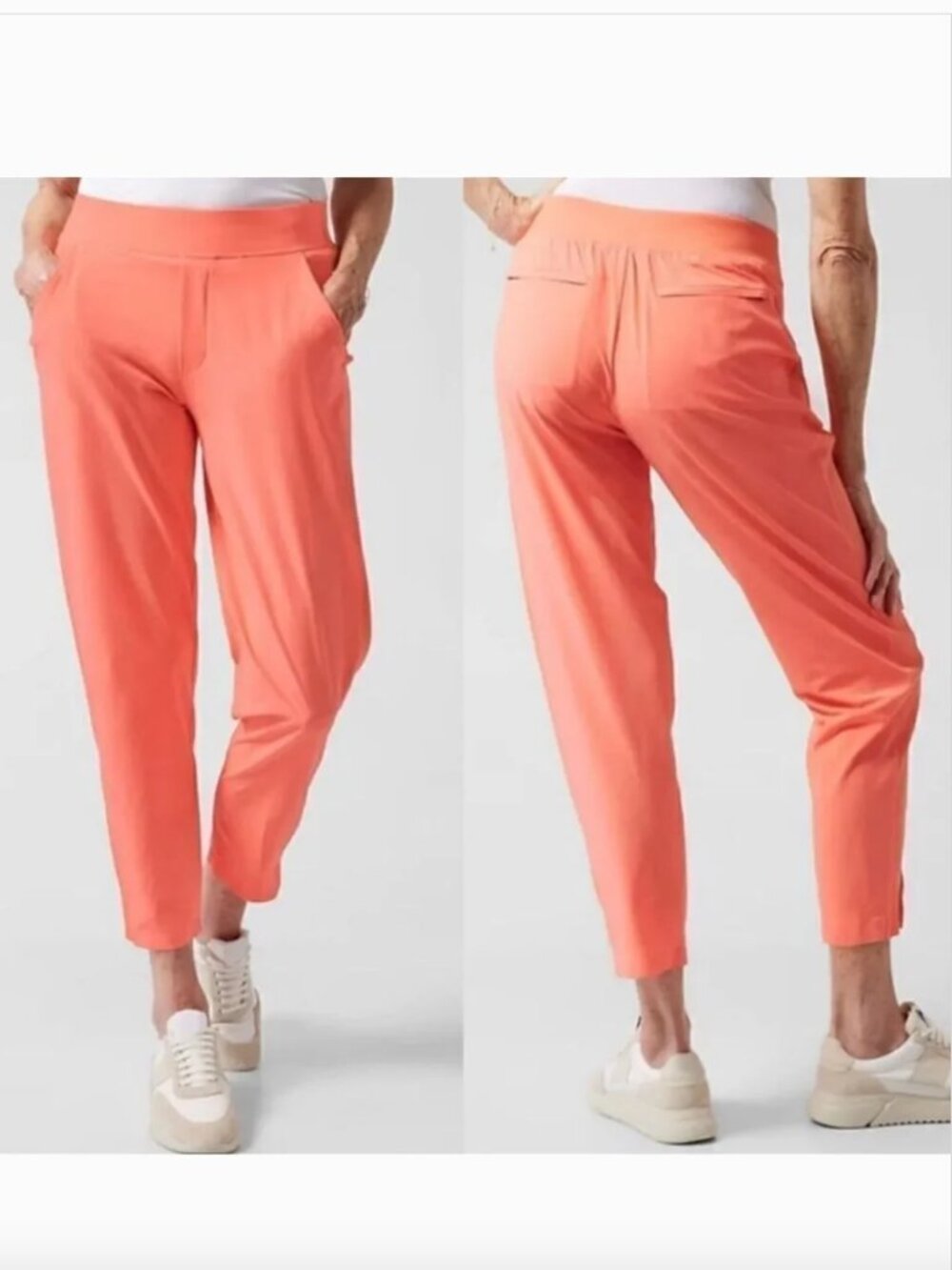Athleta Brooklyn Ankle Pant Neon Coral Women's 10 Athleisure Athletic